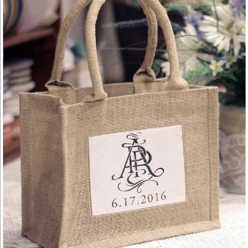 (6 PACK)  Rustic Wedding Party Favor Burlap Bags